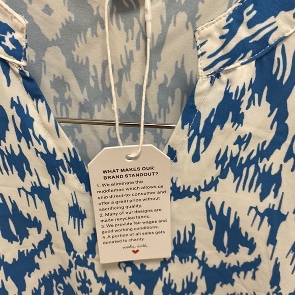 Blue and white shift dress with ruffle sleeves size small - Picture 5 of 5